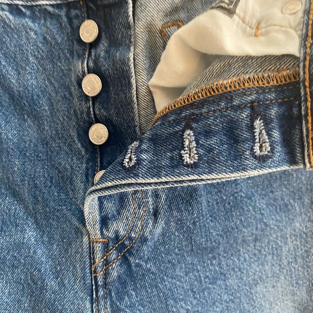 Levi's Blue Straight Jeans With Patchwork Design - image 4